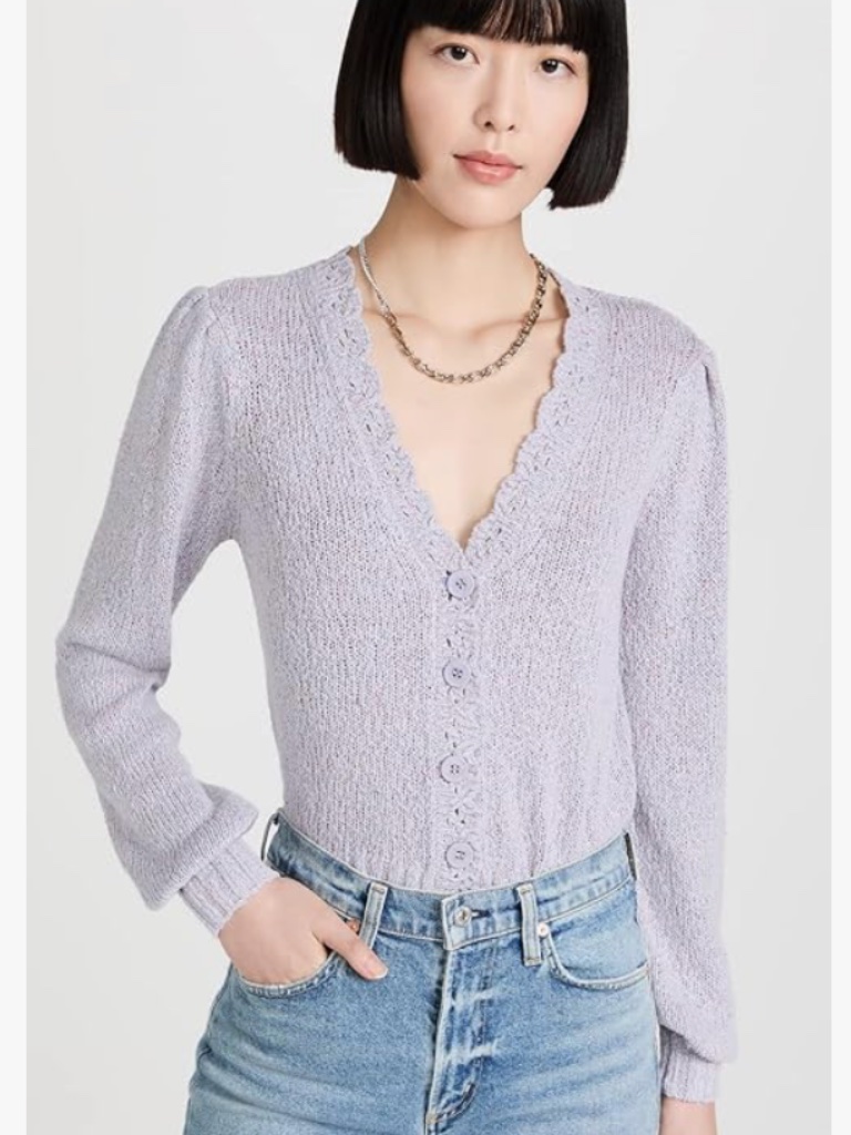 Paige "Joyce" Scalloped Trim Cardigan, M